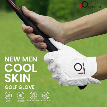 All Weather Grip Golf Gloves Men 3 Pack | for Left Hand, Soft Breathable Comfortable in Wet Hot Humid, Flexible Design for Swing Control, Durable Long Lasting Use