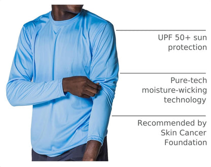 Men'S Outdoor UPF 50+ Long Sleeve T-Shirt, UV Sun Protection for Fishing, Running, Hiking, Swimming