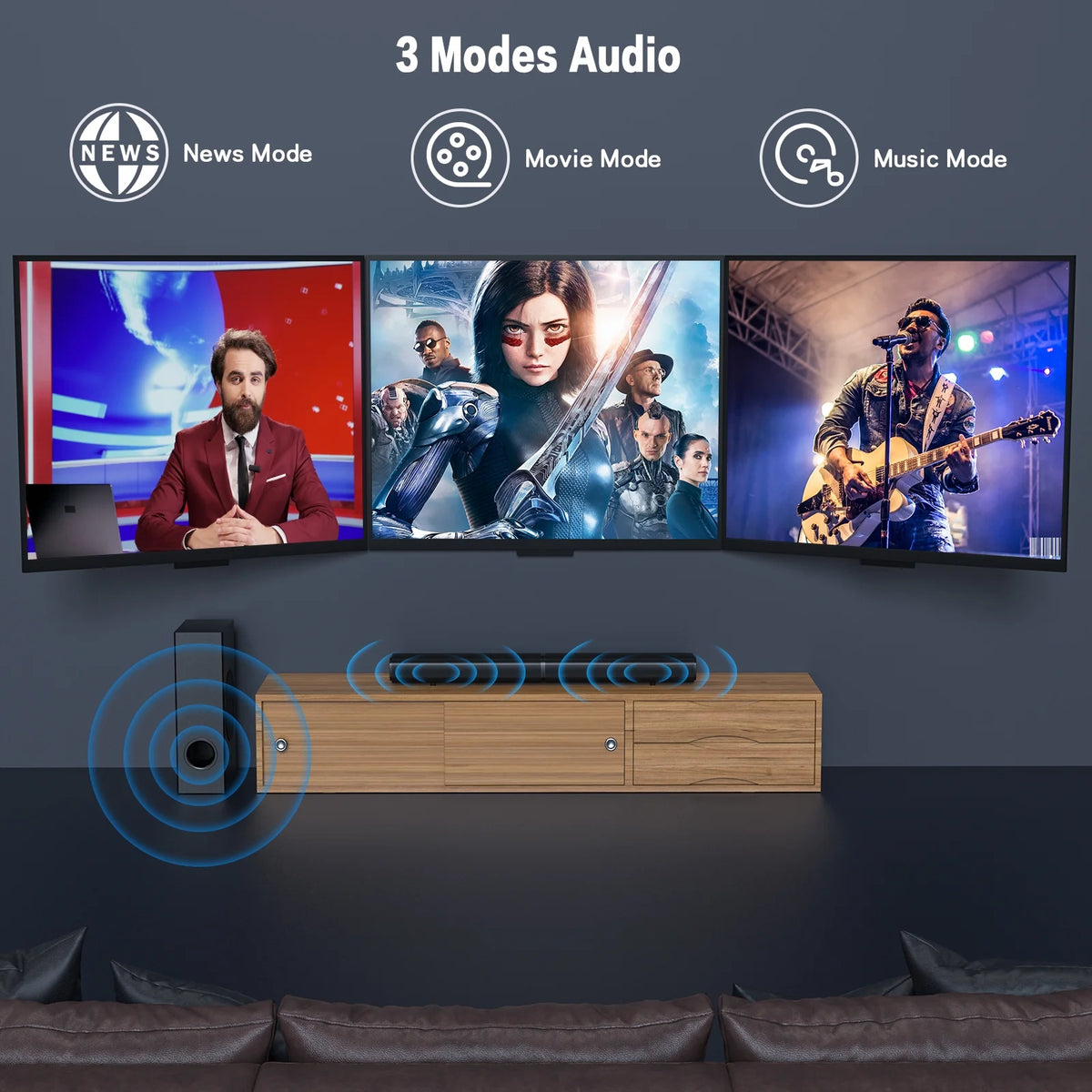 4.1Ch Sound Bar with Subwoofer, 120W Separable Sound Bar for TV, 2-In-1 Detachable Sound Bar with Usb/Aux/Coaxial/Optical/Hdmi/Bluetooth