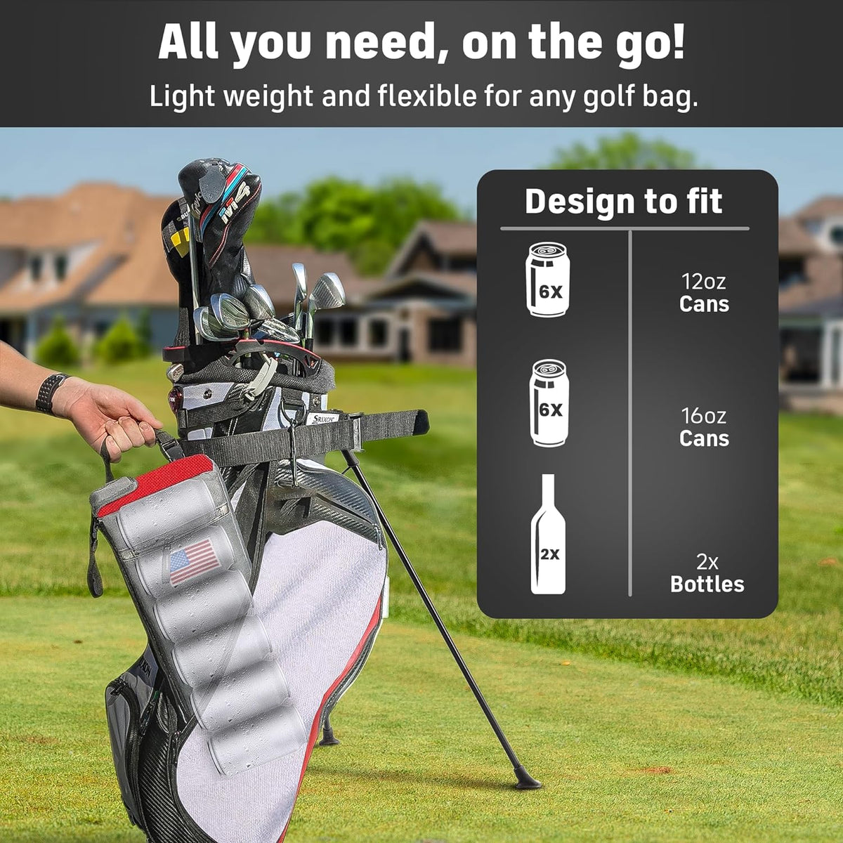 Insulated Slim Golf Bag Cooler with Ice Pack | Discreet Design. Frostbox Holds 6 Cans. Perfect for Golf, Camping, Fishing, Hiking, Beach & Travel. Stays Cold for Hours