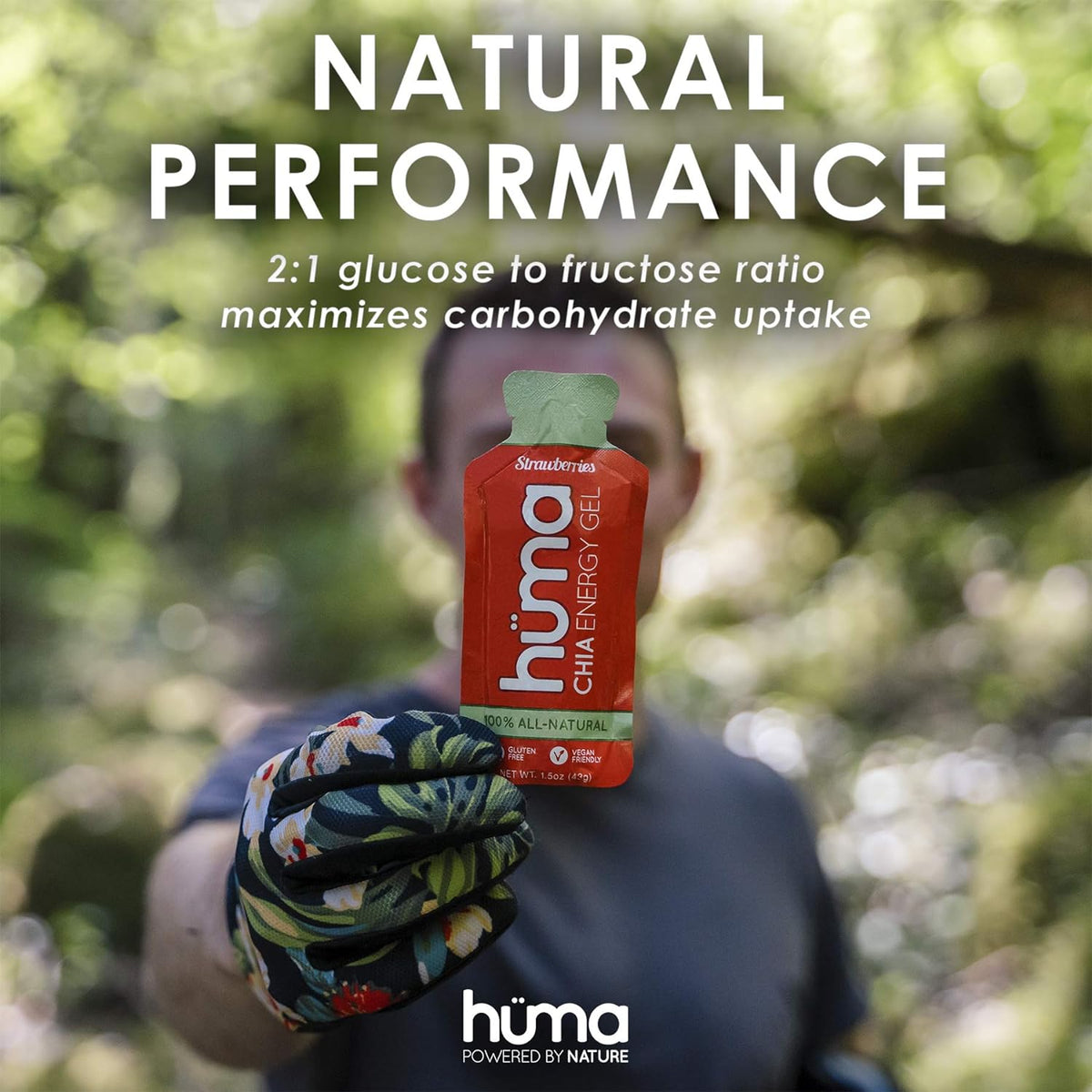 Huma Chia Energy Gel, Blueberries, 12 Gels | Real Food, Stomach Friendly Energy Gels