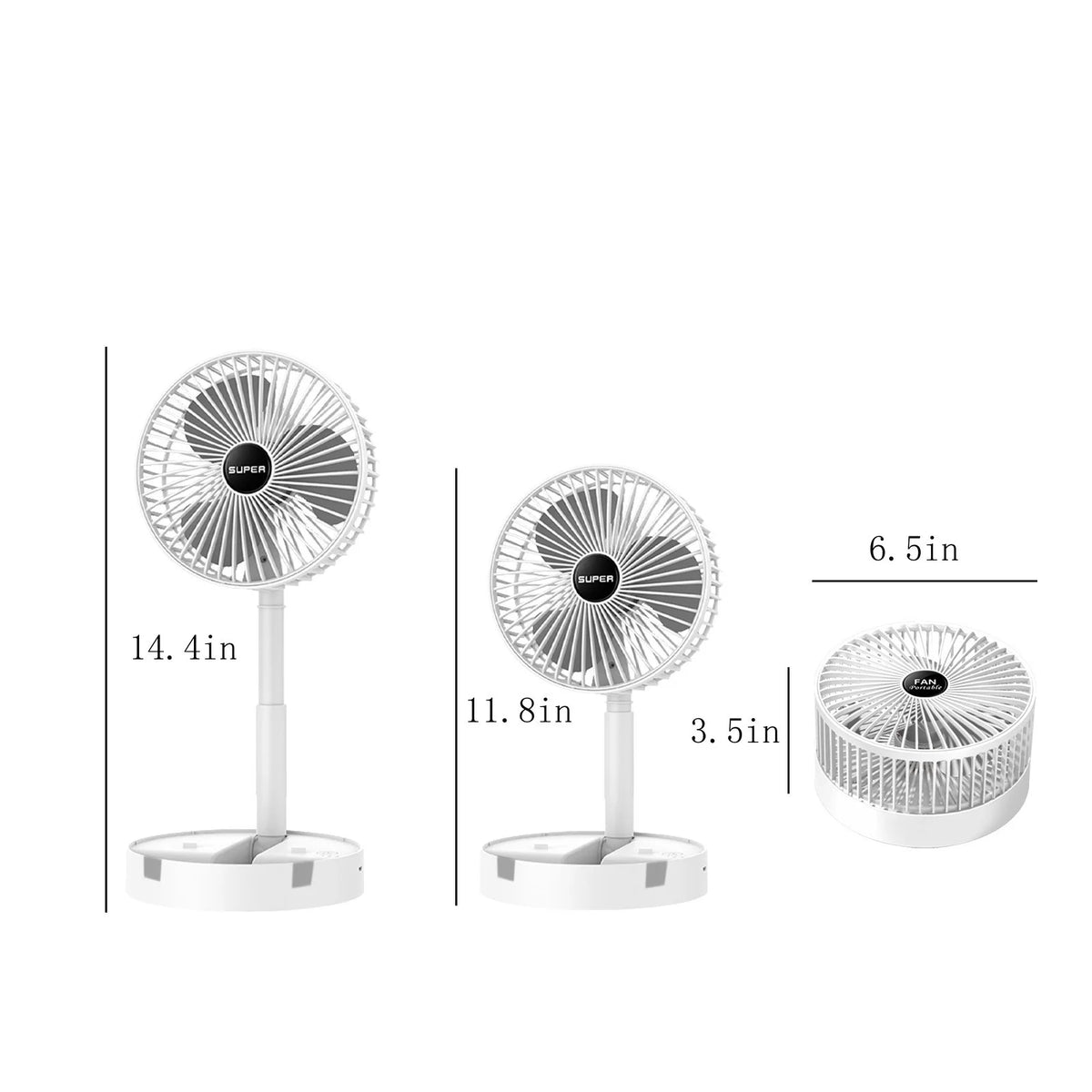 Cooling Stretchable Fan, Fan Portable, 3 Speeds Desktop Table Fan, Plug in Power Fan, Rotation Strong Wind, Quiet Personal Small Fan for Home Desktop Office, White