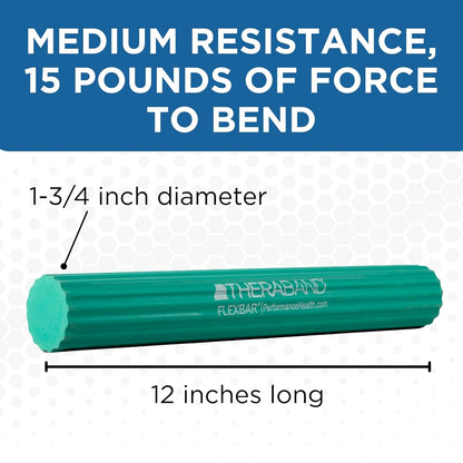 Flexbar Resistance Bar, Tennis Elbow, Physical Therapy, M, Green | Flex Therapy Bar for Physical Therapy, Wrist and Forearm Exercise, with Non Slip Grip and Compact Design