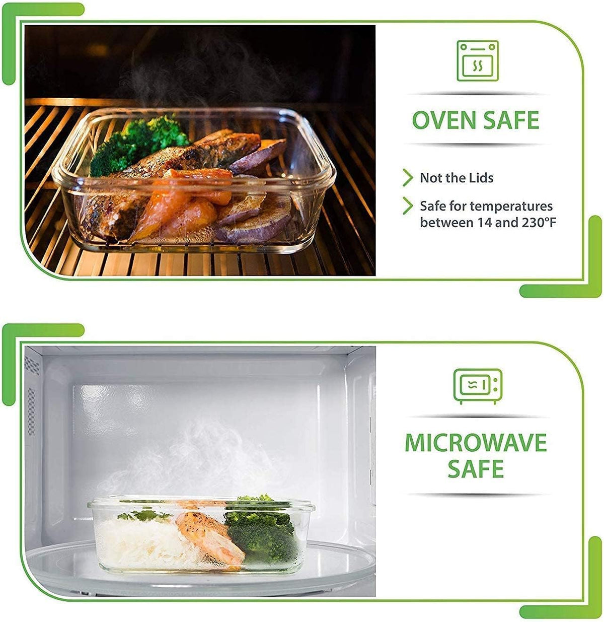 5 Pack 30Oz Glass Containers with Lids - 1 Compartment | Borosilicate Glass Meal Prep Containers - Airtight Leak-Resistant Lids, Microwave, Oven & Freezer Safe (5-Pack, 30 Oz)