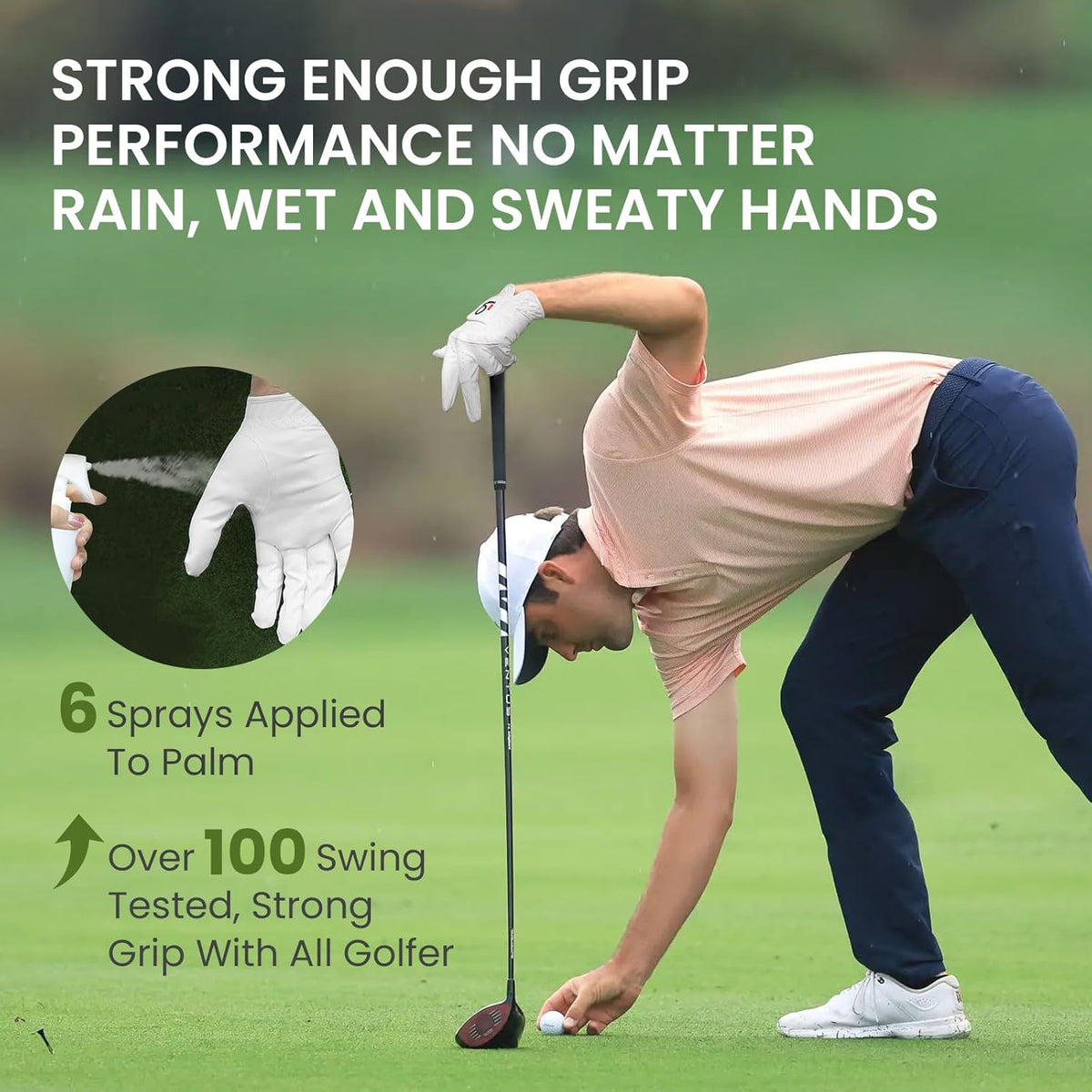 All Weather Grip Golf Gloves Men 3 Pack | for Left Hand, Soft Breathable Comfortable in Wet Hot Humid, Flexible Design for Swing Control, Durable Long Lasting Use