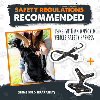 Dog Car Seat Belt | Universal Pet Safety Belt, Created with Human Seatbelt Material. All-Metal Hardware with Adjustable Length Strap. Exceeds Safety Standards. Keep Your Dog Secure (Black)